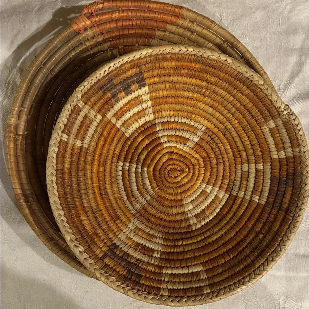 Navajo Woven Baskets ceremonial baskets Hand Woven Sumac Set/2 wedding Baskets